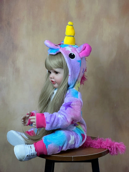 Poupée Reborn aux cheveux blonds longs et aux yeux ouverts de 22 pouces pour filles - Betty