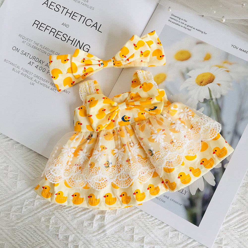 Jolie robe florale en dentelle et pince à cheveux ensemble 2 pièces pour poupées de 30 cm