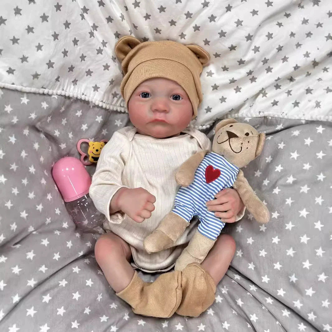 50cm Realistic Blue Eyes Vinyl Body Reborn Baby Doll-Levi