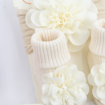 Chiffon Floral Headband sand Socks 2-piece Set for 17-24 Inches Dolls