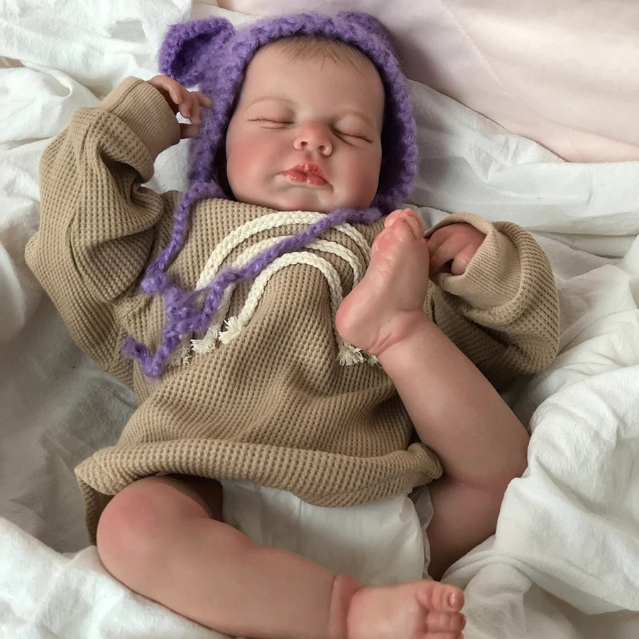 Poupées Reborn endormies de 20 pouces avec cheveux peints -Loulou