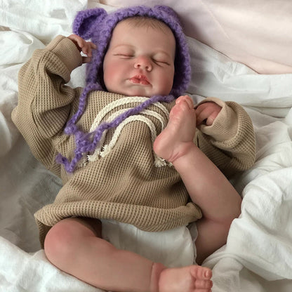 Poupées Reborn endormies de 20 pouces avec cheveux peints -Loulou