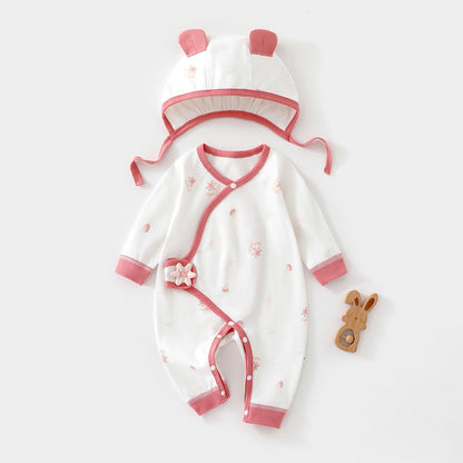 Color-blocking Printed Bodysuit and Hat 2-Piece Set for 18-22 Inches Reborn Dolls