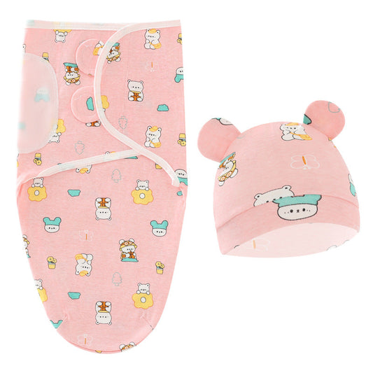 Ours nouveau-né swaddle sac de couchage bonnet fœtal ensemble de 2 pièces