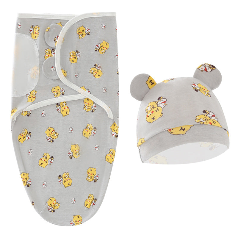 Sac de couchage d'emmaillotage pour nouveau-né ensemble de 2 pièces bonnet fœtal