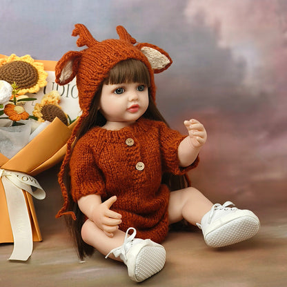 Poupée Reborn aux cheveux longs et aux yeux ouverts de 22 pouces pour filles - Betty