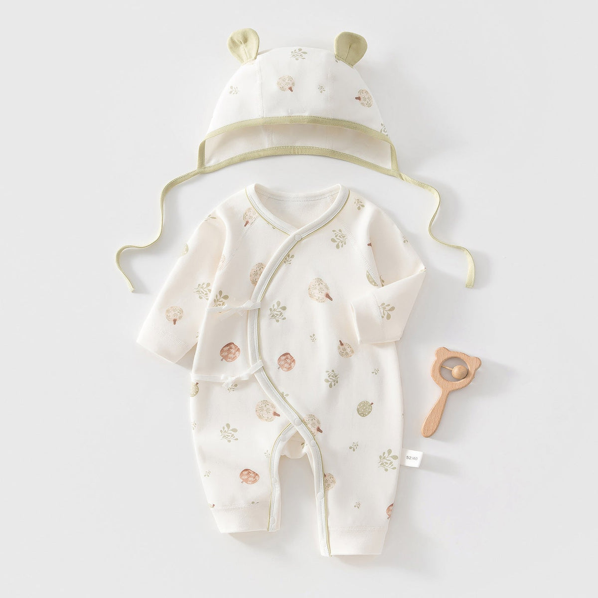 Cotton Printed Bodysuit and Hat 2-Piece Set for 18-22 Inches Reborn Dolls