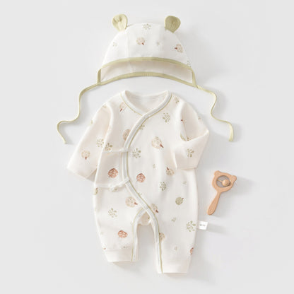 Cotton Printed Bodysuit and Hat 2-Piece Set for 18-22 Inches Reborn Dolls