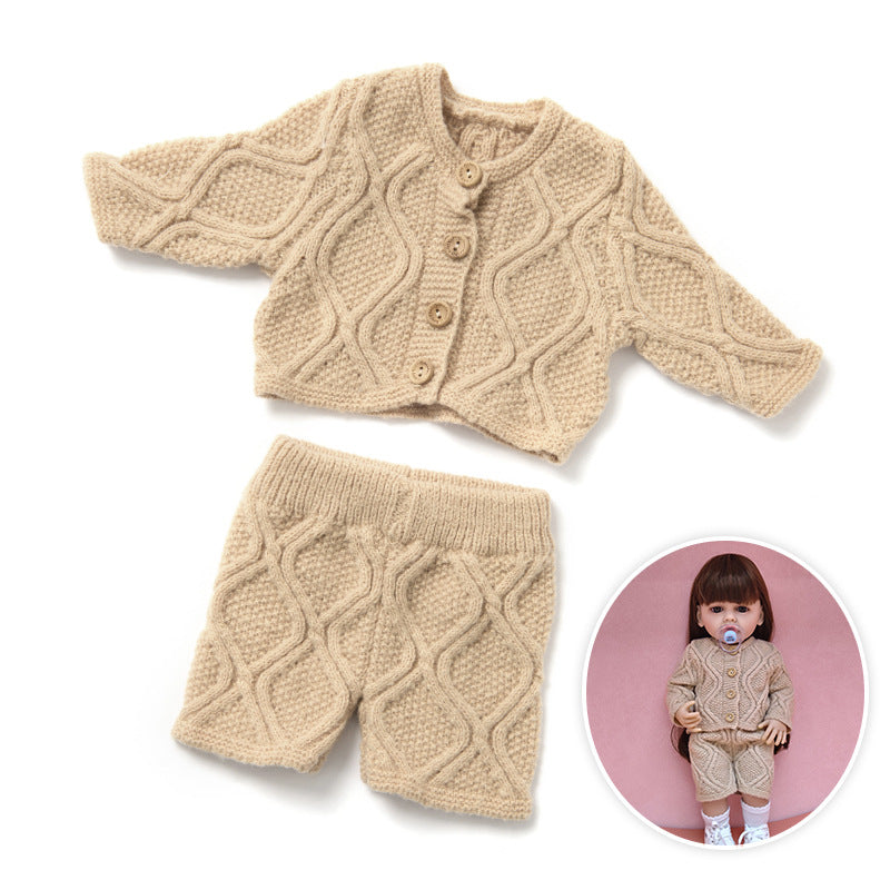 Knitted Top & Pants Two-Piece Set for 22 Inches/55cm Reborn Dolls