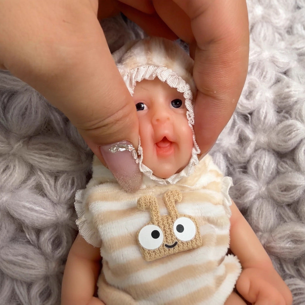 Poupée reborn miniature en silicone de 15 cm aux yeux ouverts - Fille-Sébastien