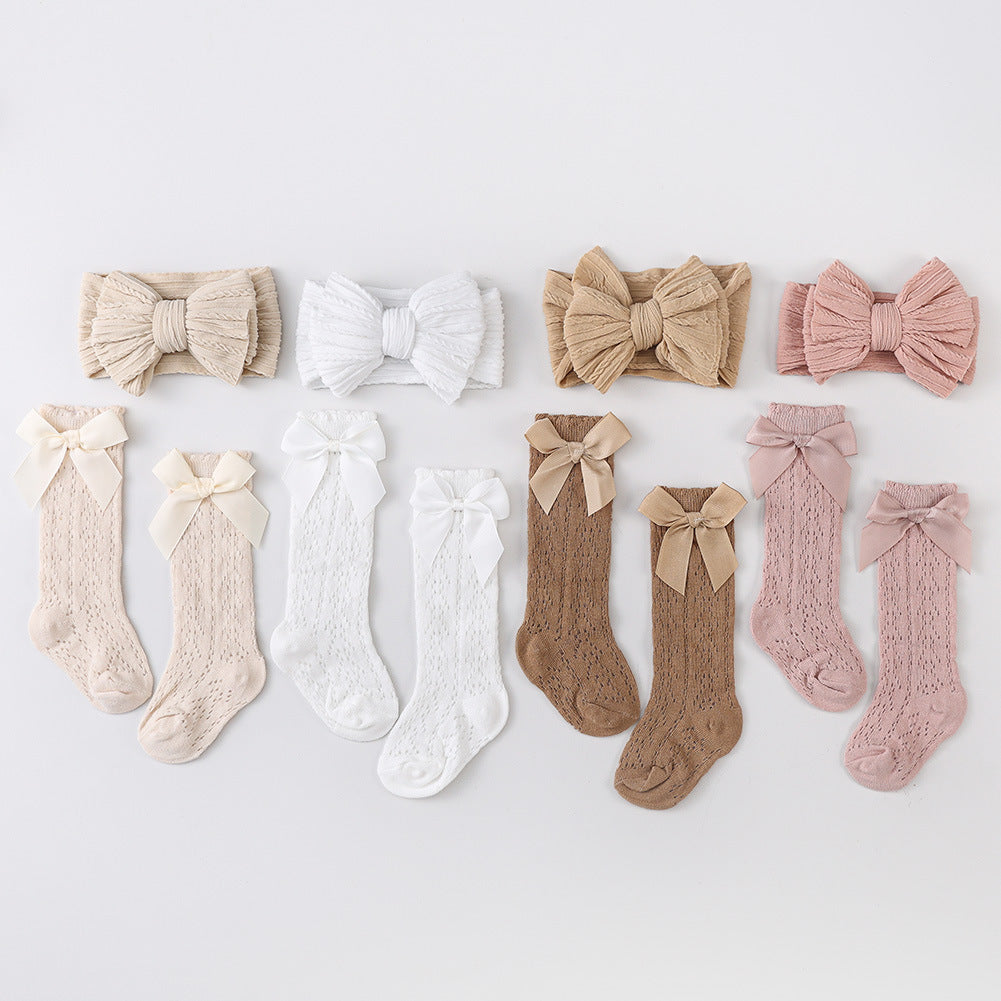 Bow Headband and Socks 2-piece Set for 17-24 Inches Dolls