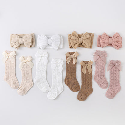 Bow Headband and Socks 2-piece Set for 17-24 Inches Dolls