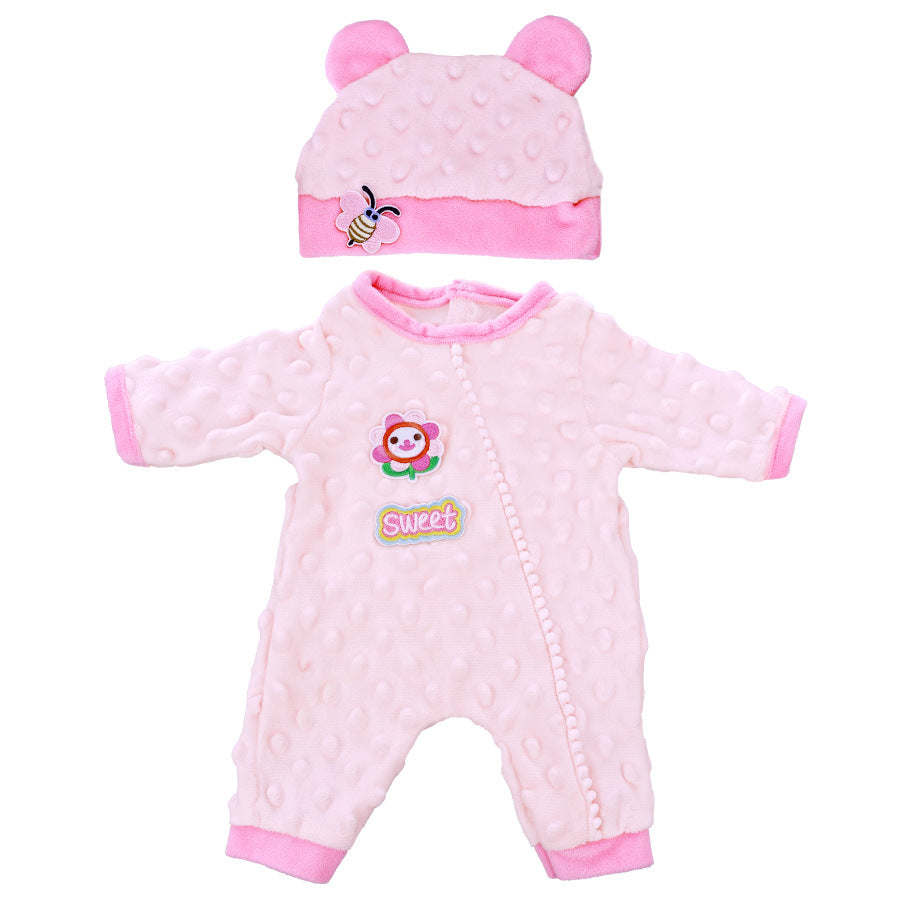 Ensemble 2 pièces avec chapeau et barboteuse mignons pour poupées Reborn de 17 à 18 pouces