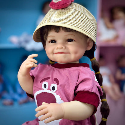 Poupée Reborn de 22 pouces aux longs cheveux bruns - Raya