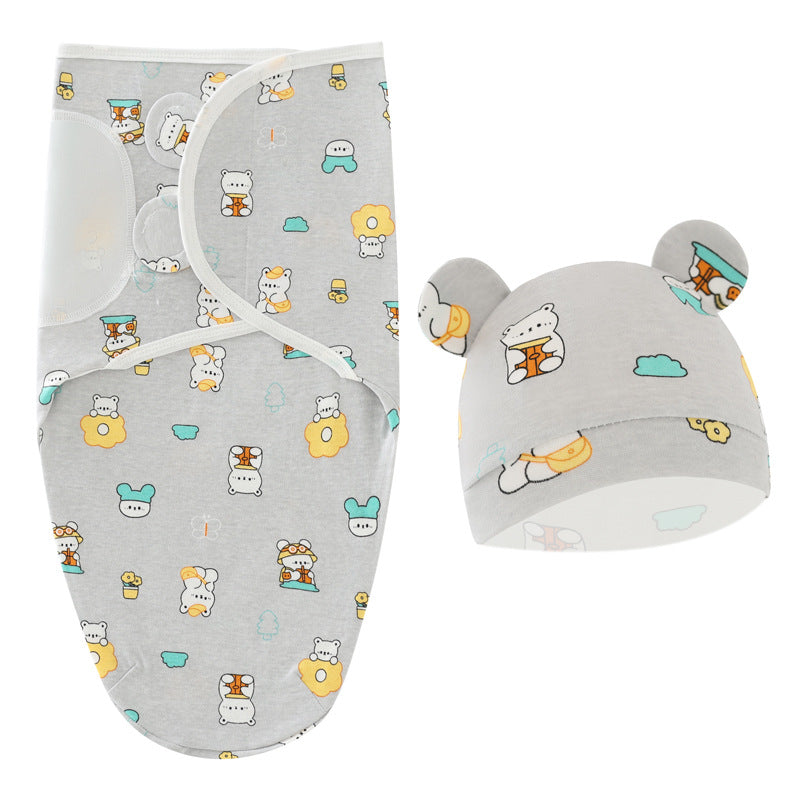 Ours nouveau-né swaddle sac de couchage bonnet fœtal ensemble de 2 pièces