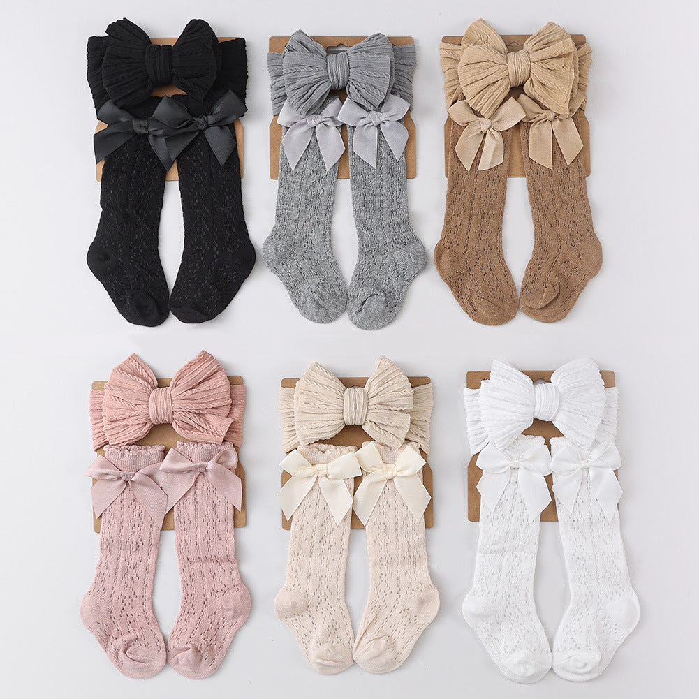 Bow Headband and Socks 2-piece Set for 17-24 Inches Dolls