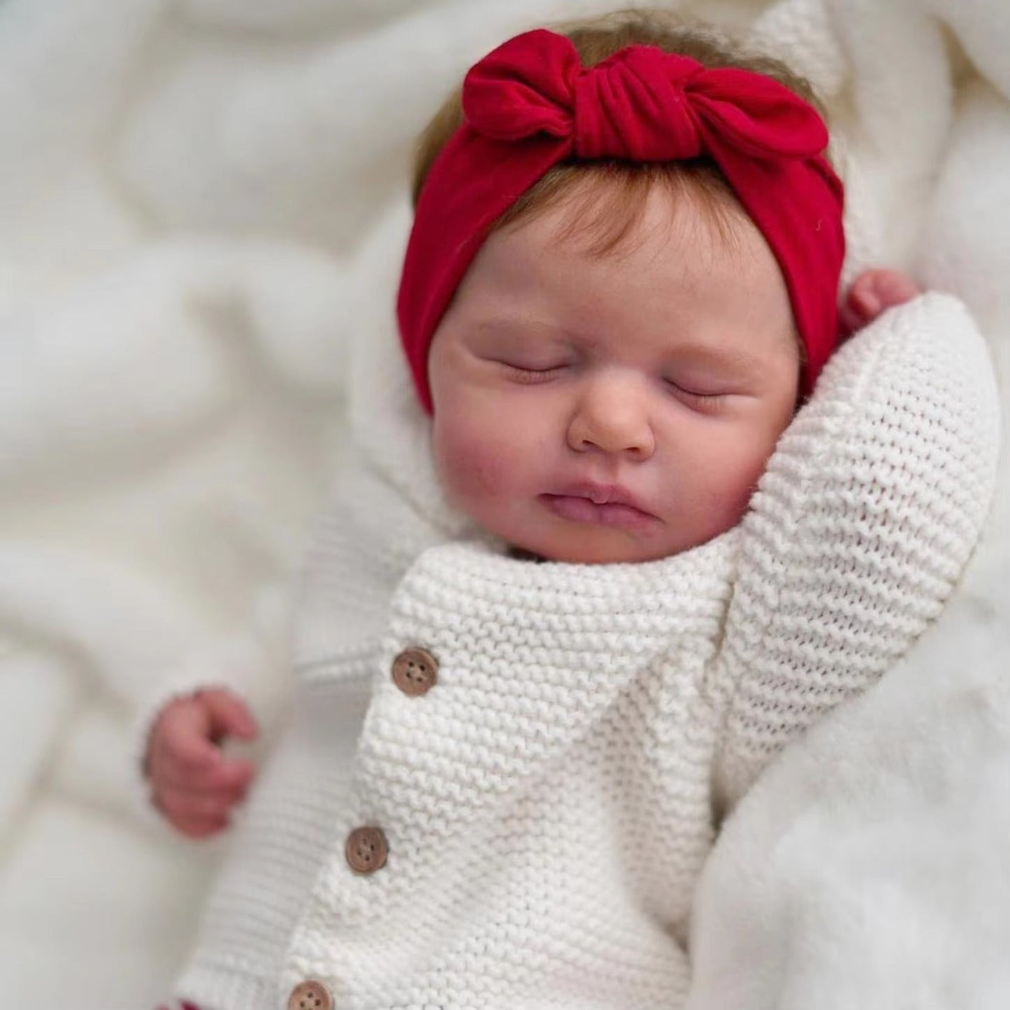 50cm Realistic Closed Eyes Loulou Reborn Doll Girl In White Clothes