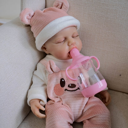 30cm Lifelike Closed Eyes Openable Mouth Silicone Reborn Doll Girl-Loulou