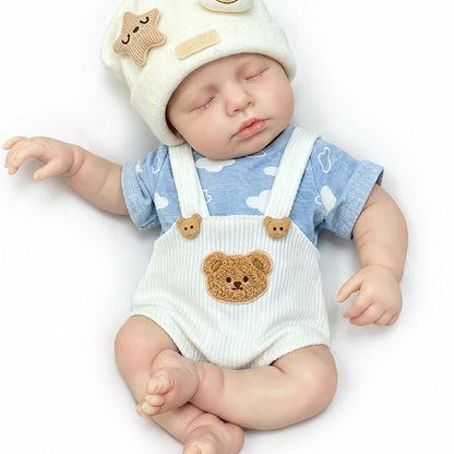 Bébé reborn Loulou de 30 cm en silicone fille vêtue de tenues de petit ours