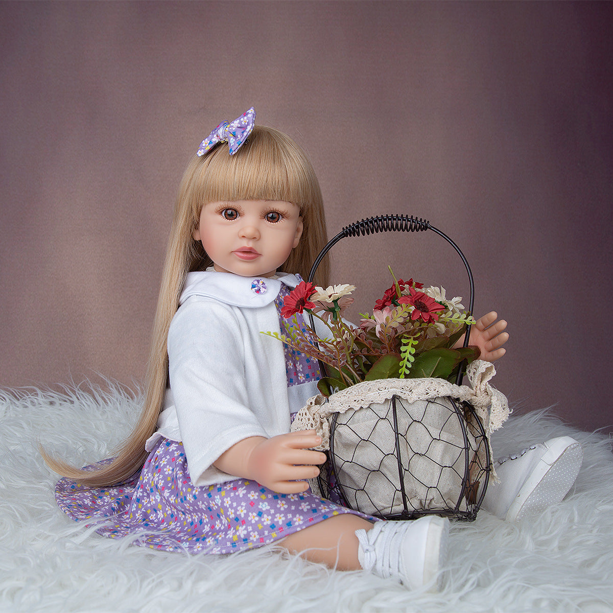 24 inches Open Eyes Long Hair Reborn Twins Baby Girls