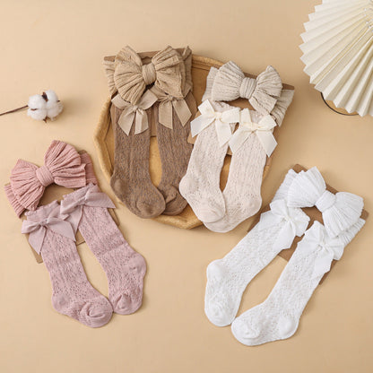 Bow Headband and Socks 2-piece Set for 17-24 Inches Dolls