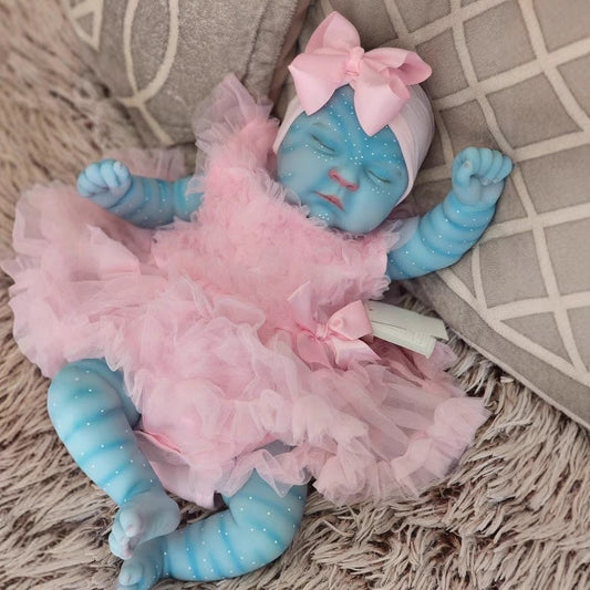Bébé avatar reborn aux yeux fermés de 19 pouces en robe rose