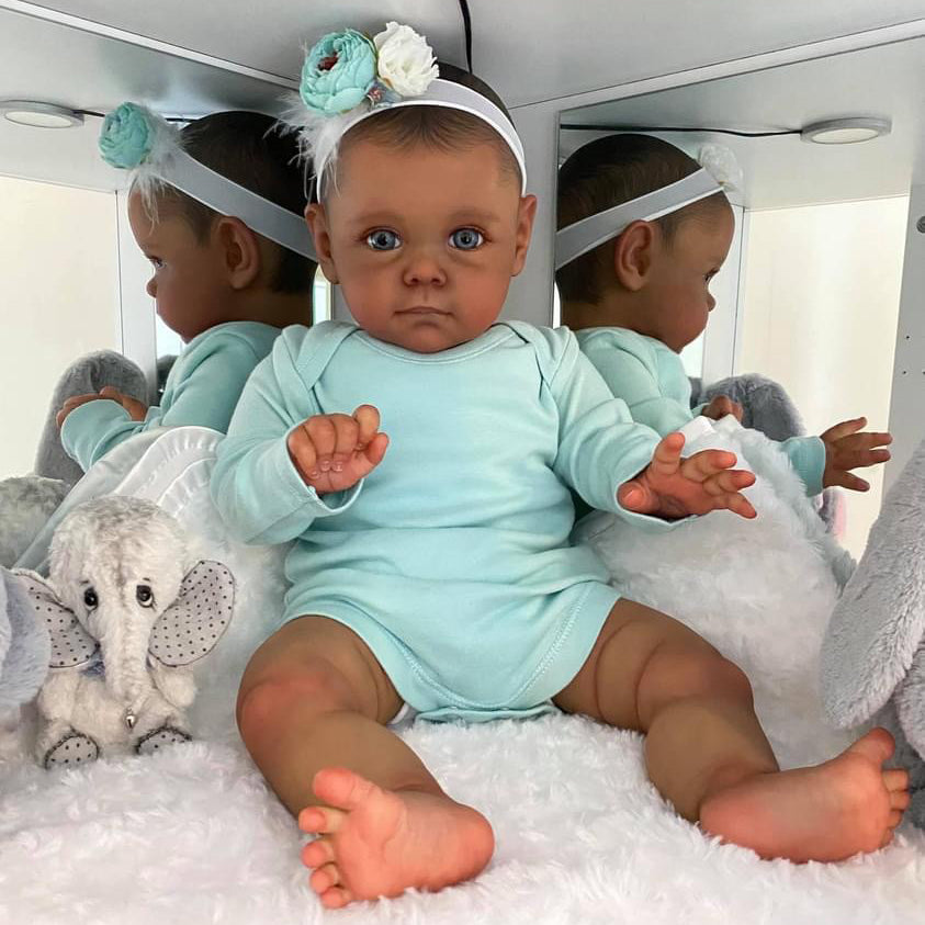 Poupées reborn afro-américaines Lauren 60 cm avec les yeux ouverts-Maggie