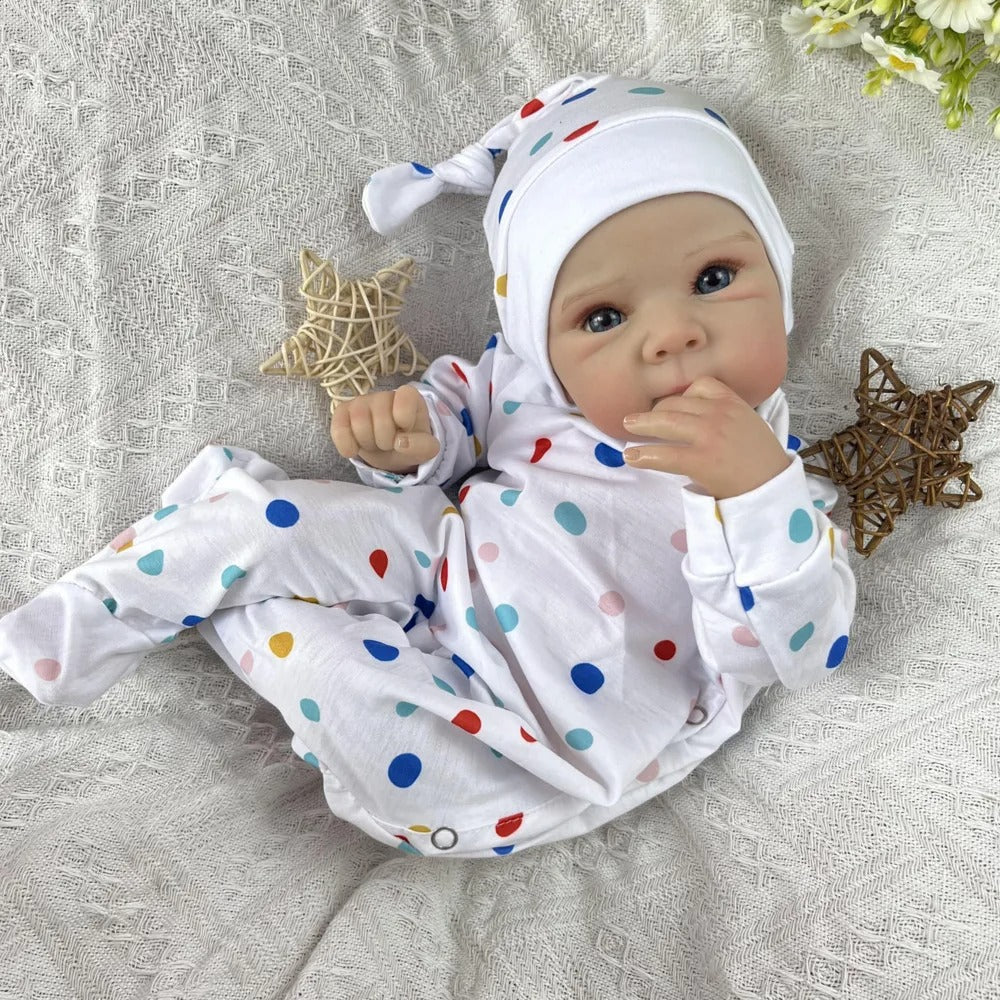 18 Inches Cute Open Eyes Bettie Reborn Dolls Girl In Polk Dot Jumpsuit