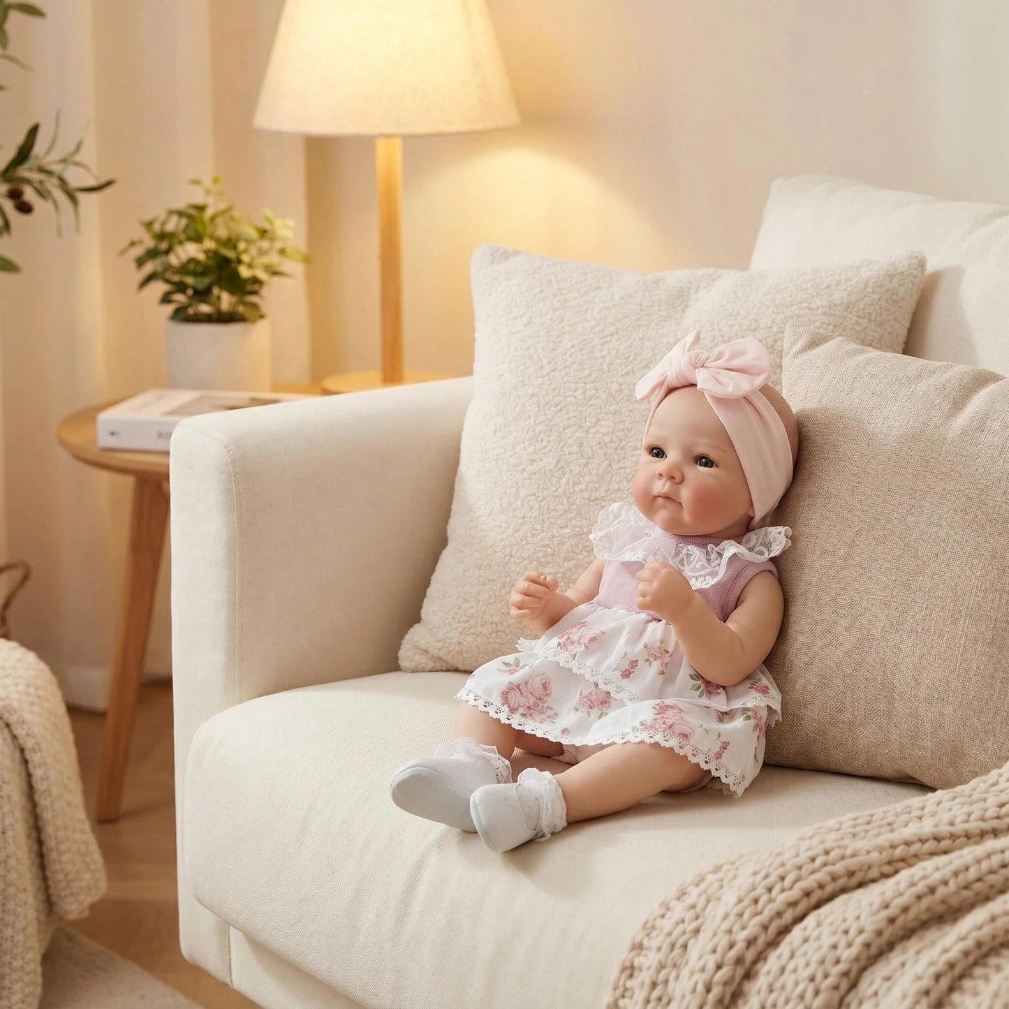 18 Inches Lifelike Blue Eyes Bettie Reborn Dolls Girl In Floral Dress