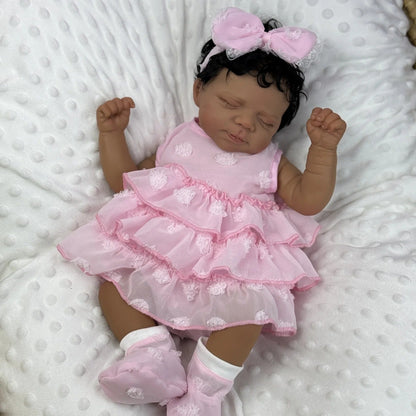 48cm Realistic Ma Closed Eyes Dark Skin Reborn Baby-Pascale