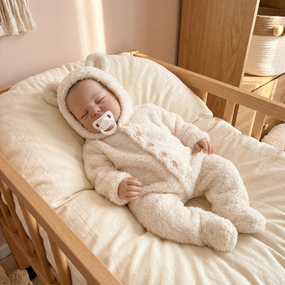 48cm Soft Body Sleeping Pickle Reborn Doll In Beige Plush Jumpsuit