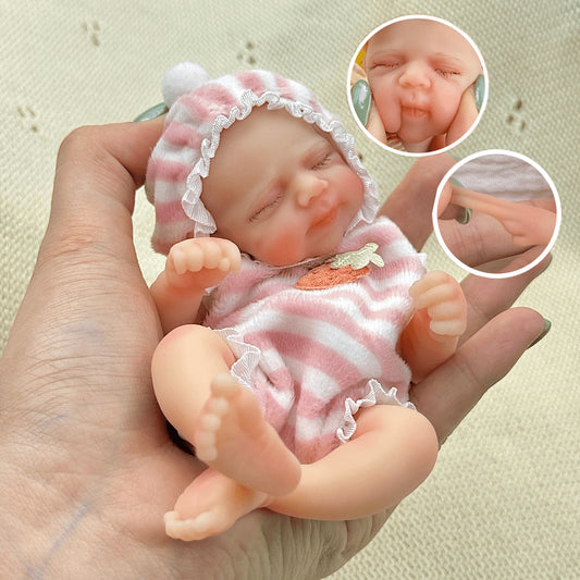 Poupée reborn miniature en silicone de 15 cm (6 pouces) yeux fermés - Pascale