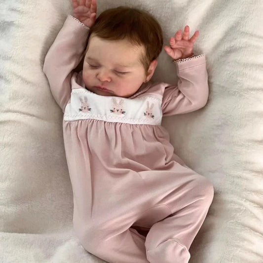 Poupée bébé reborn réaliste de 20 pouces yeux fermés et cheveux courts-Laura