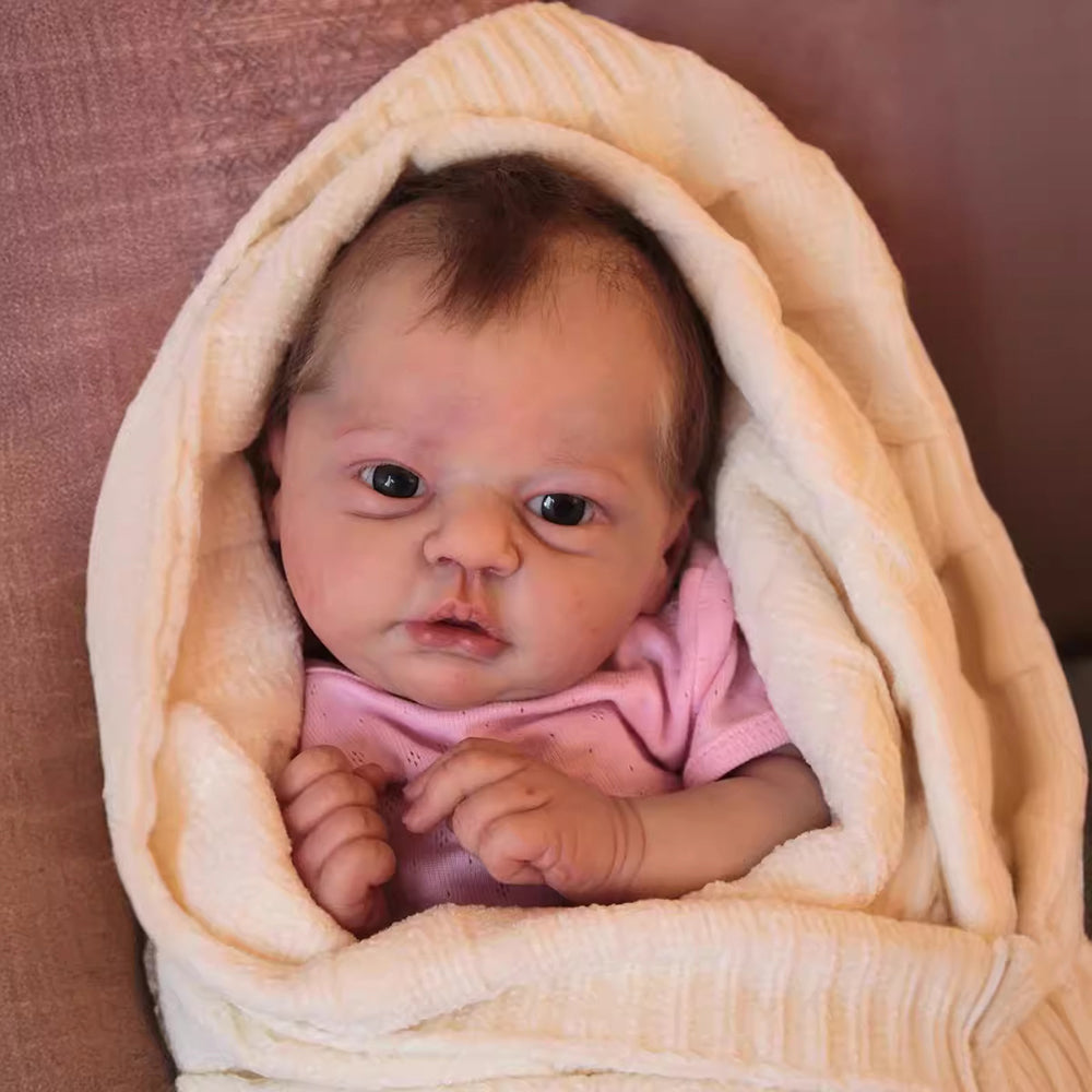 Poupées Verna Reborn de 19 pouces avec les yeux ouverts et les cheveux courts-Evi