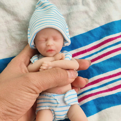 Mini poupée Reborn entièrement en silicone yeux fermés 6 pouces/15 cm fille/garçon-Darren
