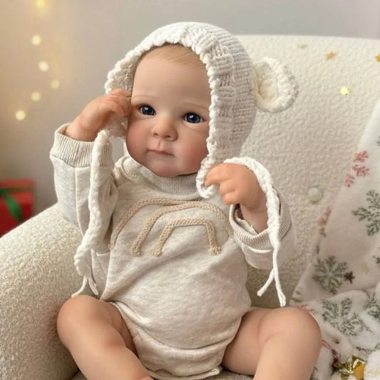 18 pouces yeux ouverts Bettie Reborn bébé fille en body gris