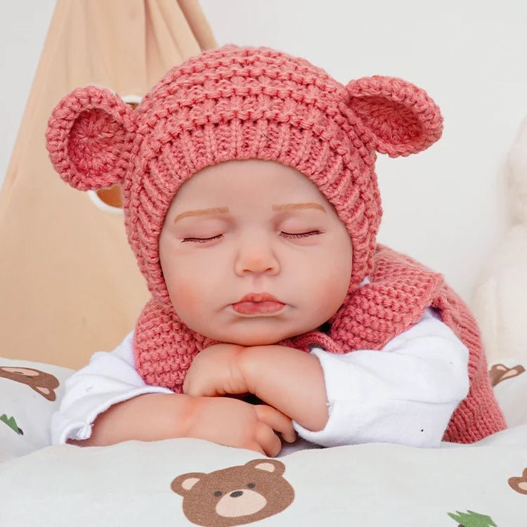 20 Inches 3D Skin Closed Eyes Loulou Reborn Baby Girl In Red Overalls