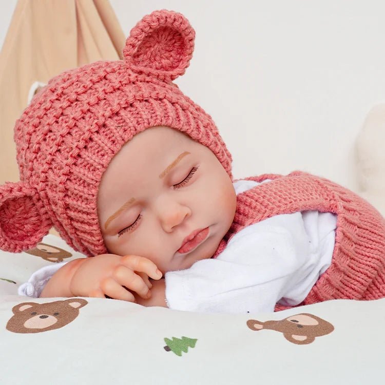 20 Inches 3D Skin Closed Eyes Loulou Reborn Baby Girl In Red Overalls