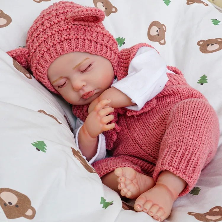 20 Inches 3D Skin Closed Eyes Loulou Reborn Baby Girl In Red Overalls