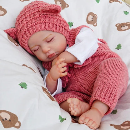 20 Inches 3D Skin Closed Eyes Loulou Reborn Baby Girl In Red Overalls