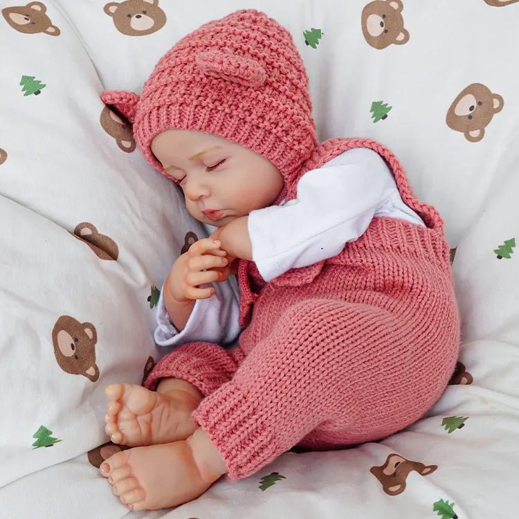 20 Inches 3D Skin Closed Eyes Loulou Reborn Baby Girl In Red Overalls