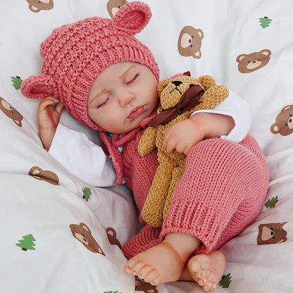 20 Inches 3D Skin Closed Eyes Loulou Reborn Baby Girl In Red Overalls