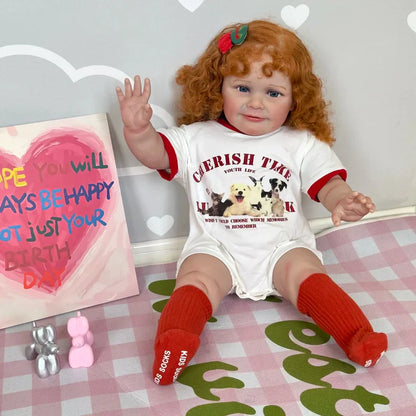 Elma 24 pouces 60 cm yeux ouverts cheveux bouclés poupée câline Reborn-Zoe