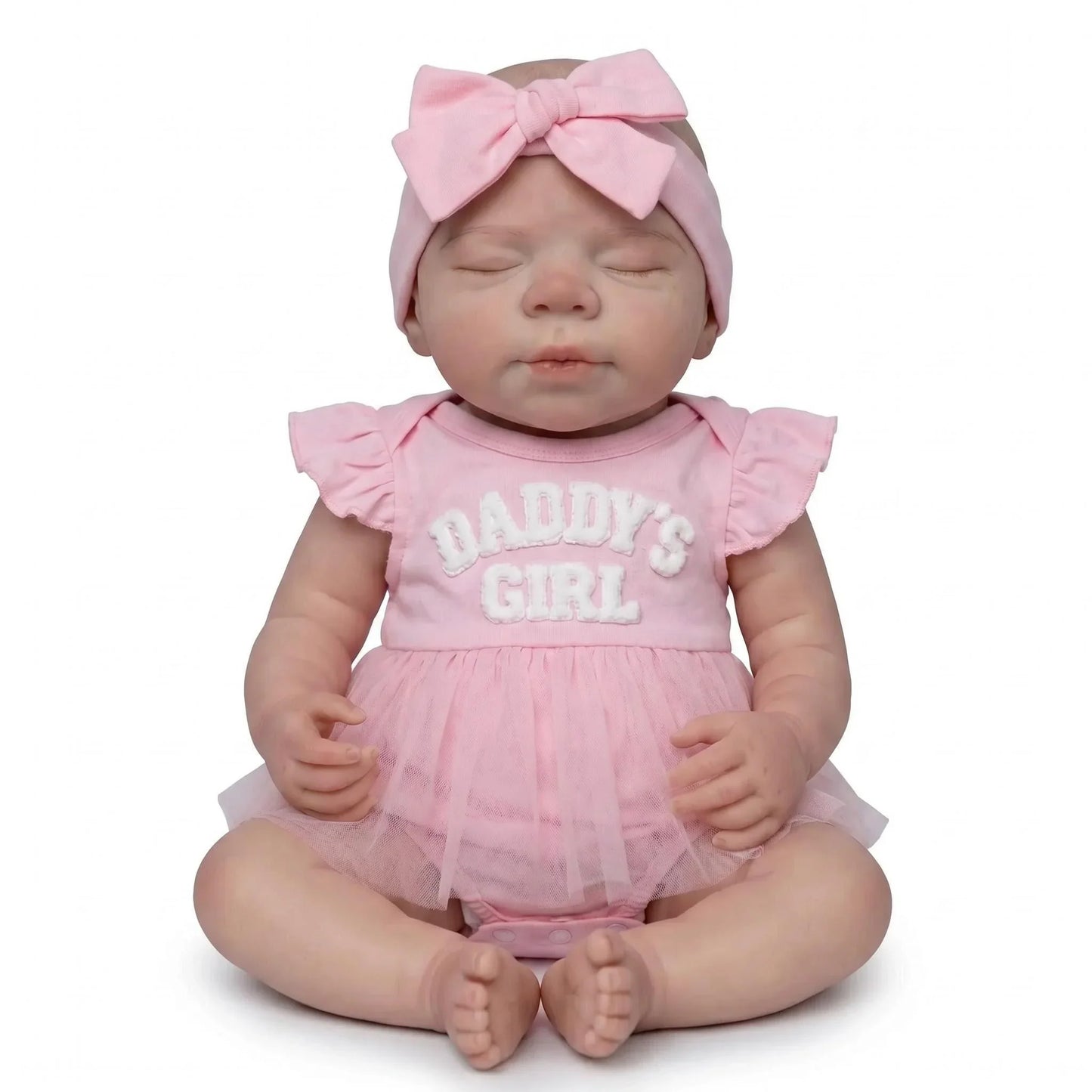 18 Inches Realistic Full Silicone Pascale Reborn Doll Girl in Pink Dress