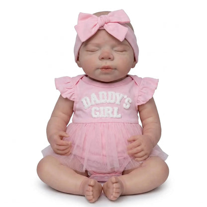 18 Inches Realistic Full Silicone Pascale Reborn Doll Girl in Pink Dress