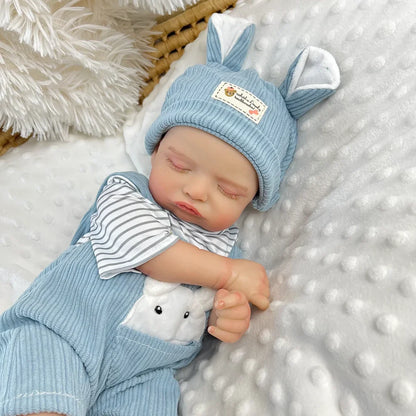 20 Inches 3D-Painted Rosalie Asleep Reborn Dolls In Blue Rabbit Outfits