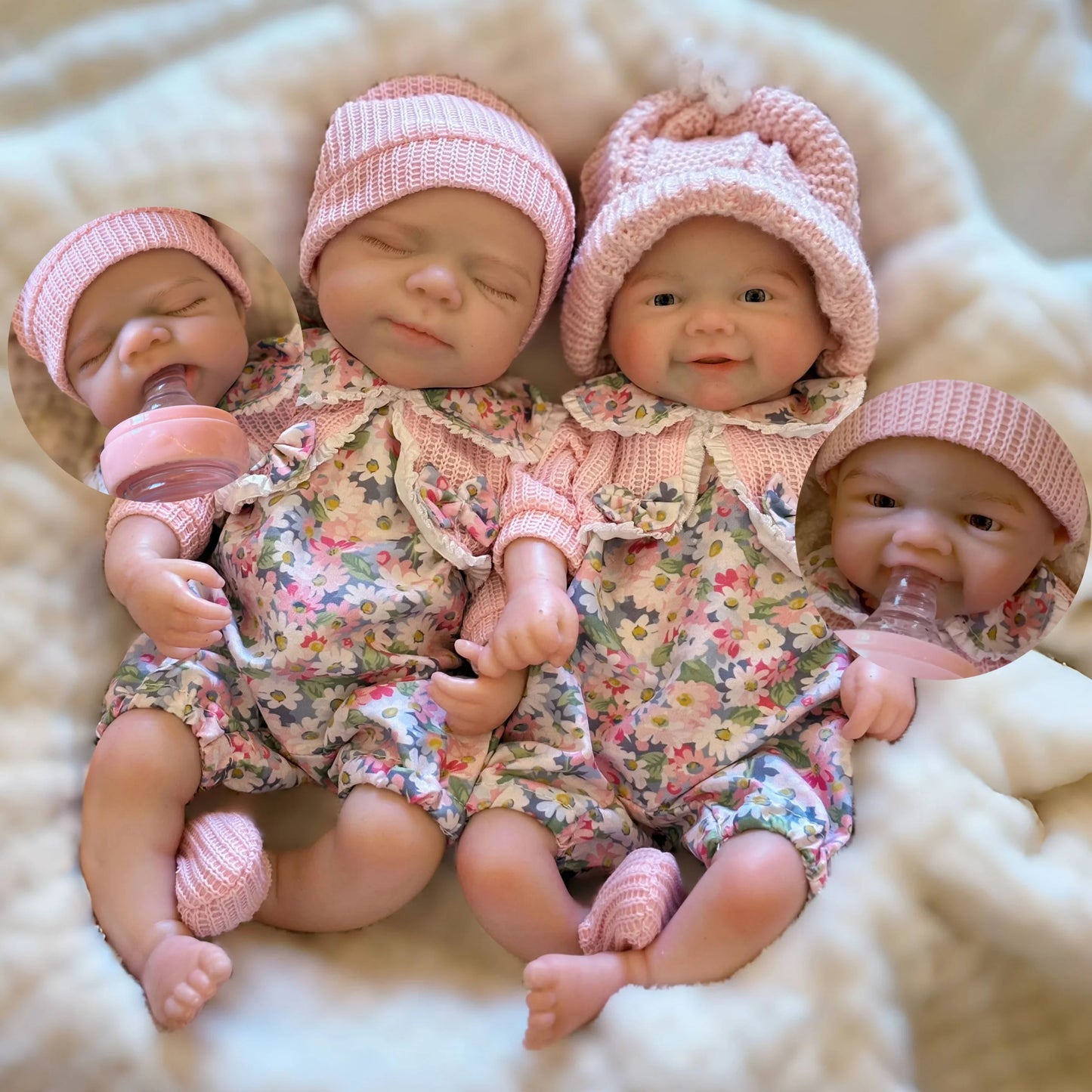 Poupées jumelles reborn en silicone de 30 cm - Pascale et Vivienne