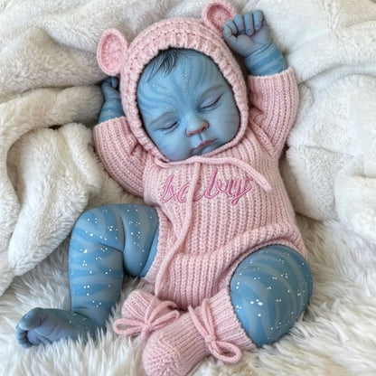 19 Inch Peaches Asleep Reborn Avatar Baby Girl in Pink Knitted Rompers