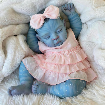 19 Inch Peaches Closed Eyes Reborn Baby Girl Avatar in Pink Dress