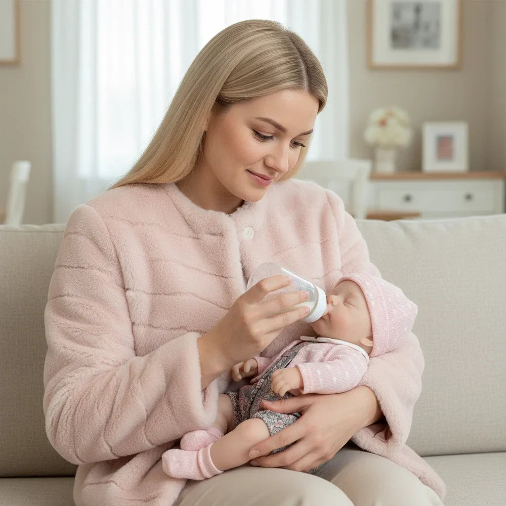 Poupée reborn fille de 30 cm en silicone bouche ouvrante endormie - Irys